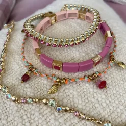 Armbånd Med Charms, Pink, Steel G