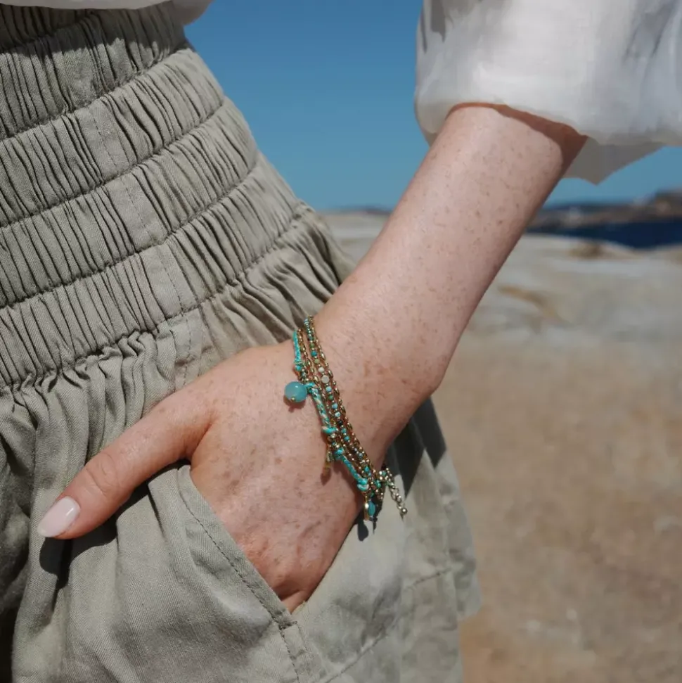 Armbånd Med Charms, Turquoise, Steel G