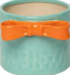 Au Maison Urtepotte Med Sløyfe Turkis/Oransje H9,5xD13 Cm