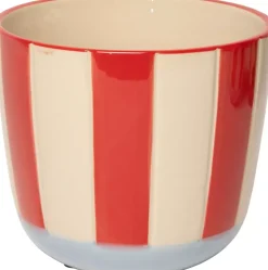Au Maison Urtepotte M/Striper Rød/Lys Blå H13xD15 Cm