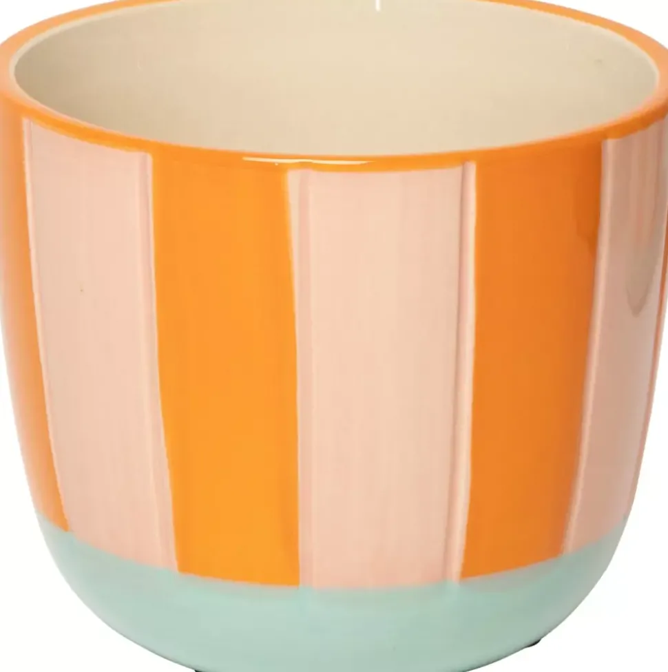 Au Maison Urtepotte M/Striper Oransje/Lyserød/Mint H9,5xD12 Cm