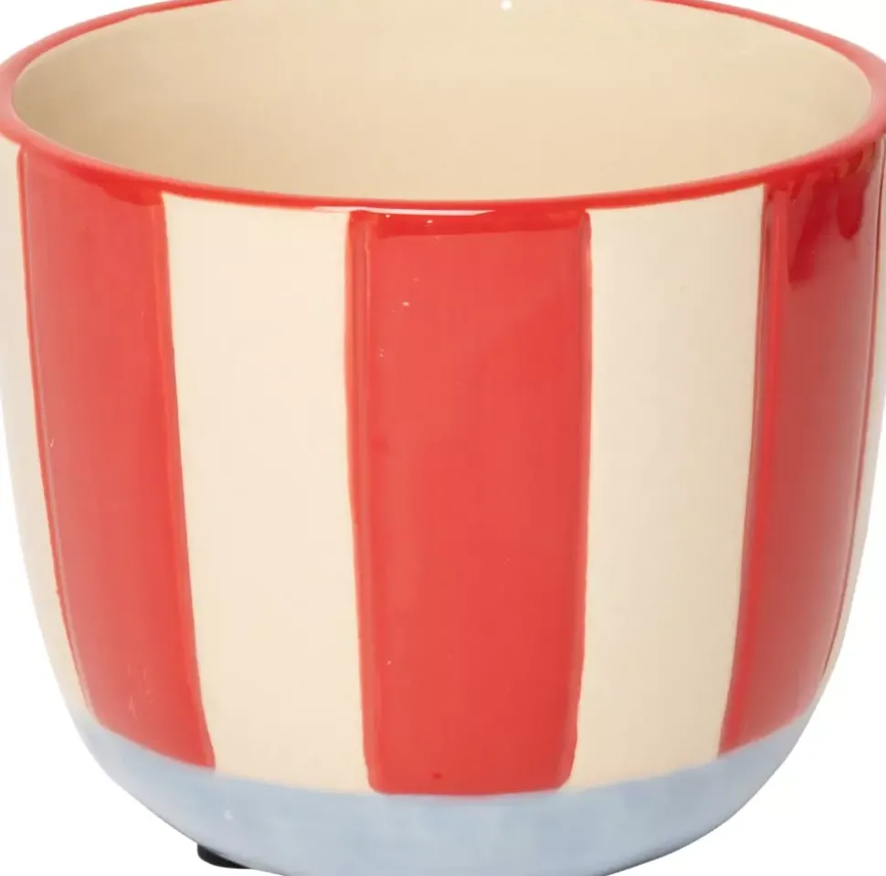 Au Maison Urtepotte M/Striper Rød/Lys Blå H9,5xD12 Cm