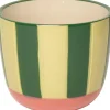 Au Maison Urtepotte M/Striper Grønn/Rosa H9,5xD12 Cm
