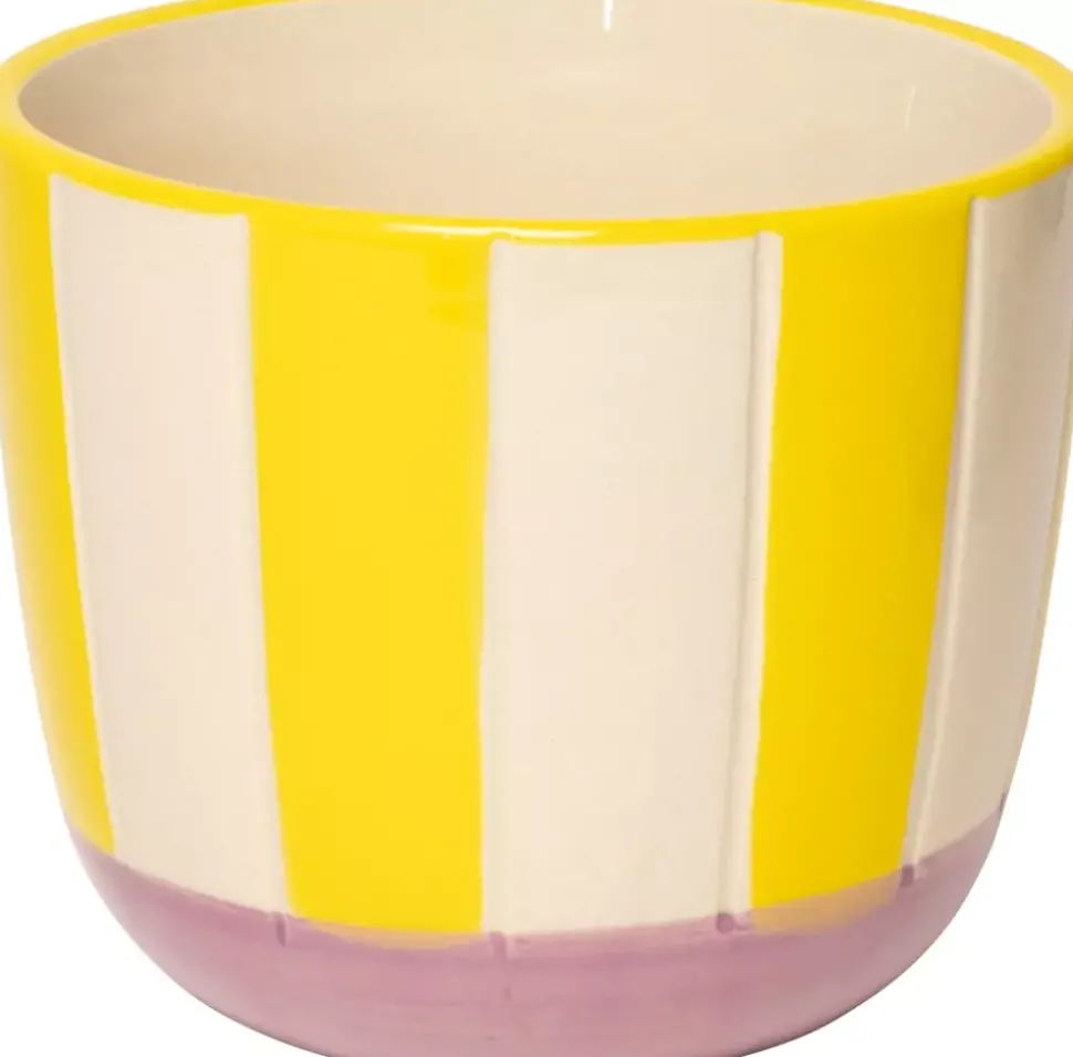 Au Maison Urtepotte M/Striper Fiolett/Gul H9,5xD12 Cm