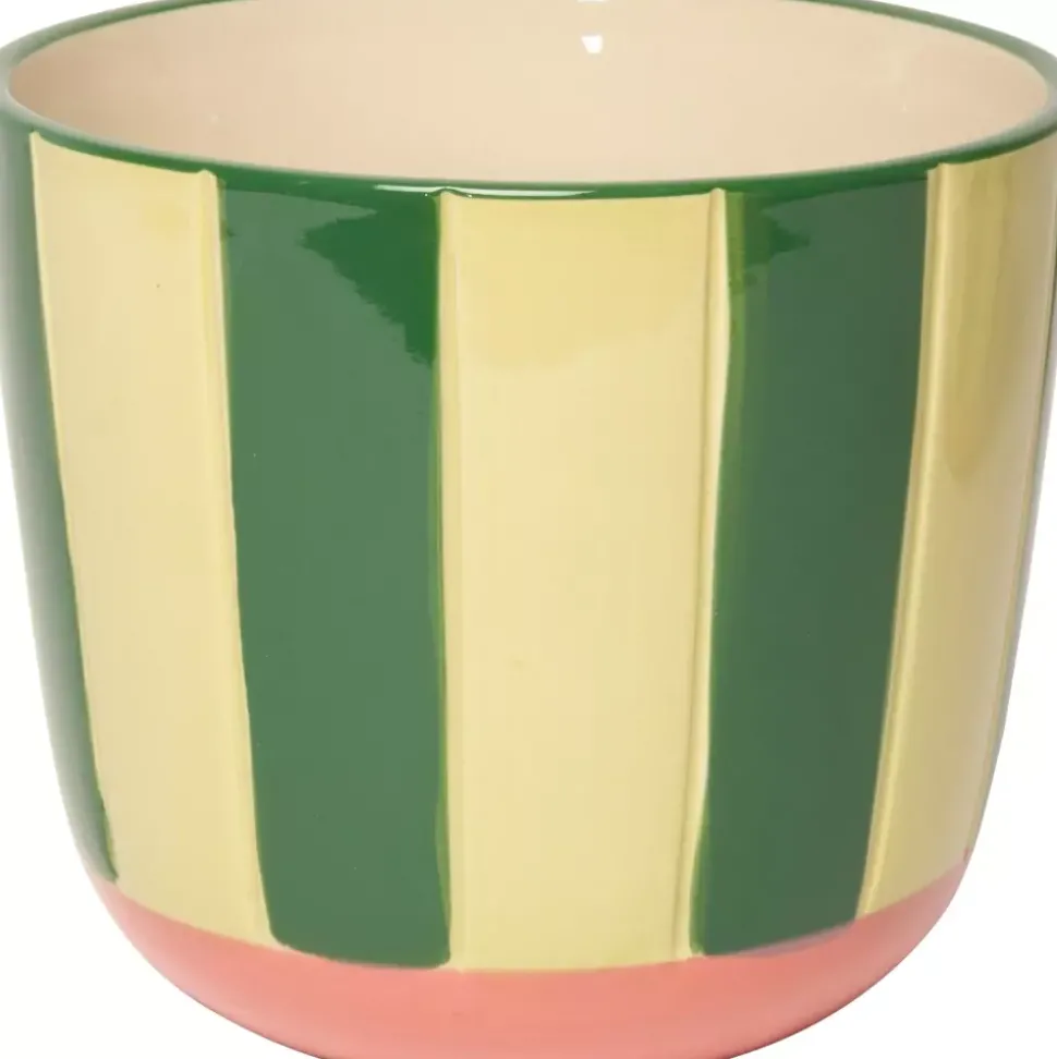 Au Maison Urtepotte M/Striper Grønn/Rosa H13xD15 Cm