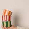 Au Maison Urtepotte M/Striper Rød/Lys Blå H7,5xD10 Cm