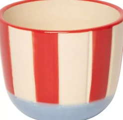 Au Maison Urtepotte M/Striper Rød/Lys Blå H7,5xD10 Cm