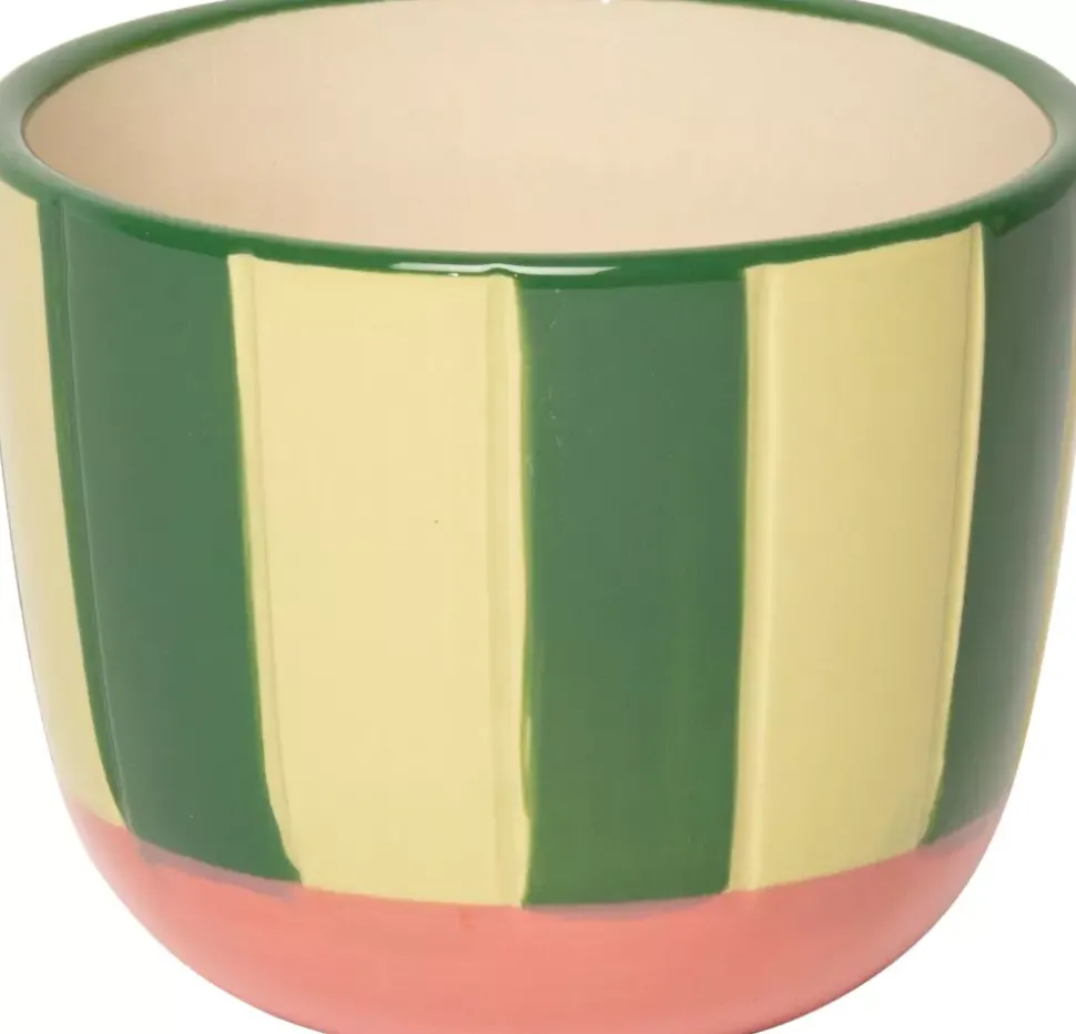 Au Maison Urtepotte M/Striper Grønn/Rosa H7,5xD10 Cm