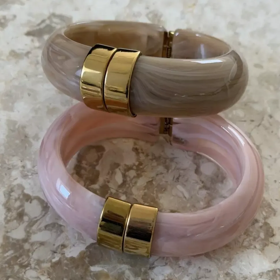 Bali Armbånd Resin Rosa/Gull