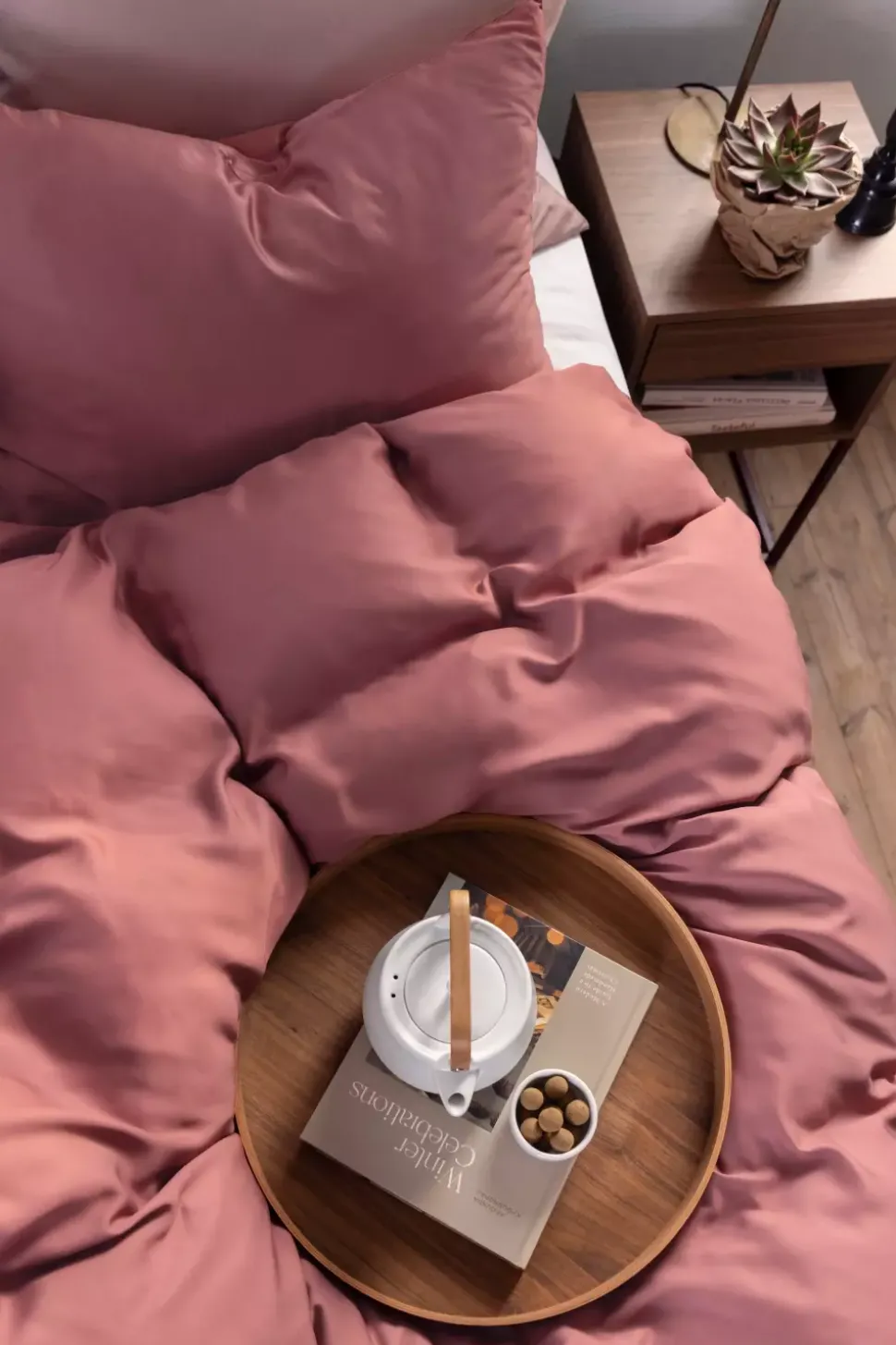 Borås Cotton Bliss Sengesett 140X220/50X70 Aubergine
