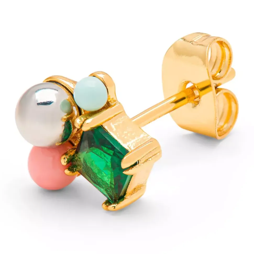 Bouquet Green Bling Ørering 1 stk Forgyldt