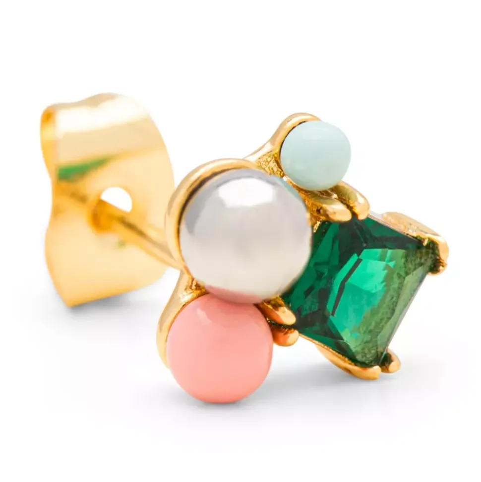 Bouquet Green Bling Ørering 1 stk Forgyldt