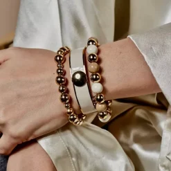 Brea Elastisk Armbånd Elfenben/Gull