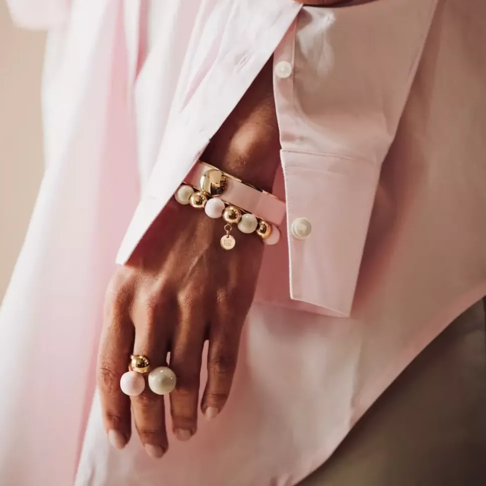 Brea Emaljert 10mm Armbånd Rosa/Gull