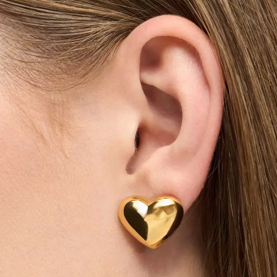 Bubble Heart Øredobb Gullbelagt 1 stk