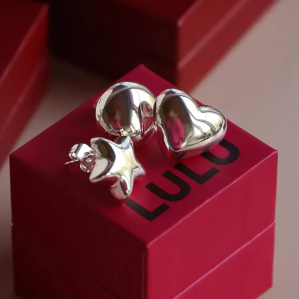 Bubble Heart Øredobb Sølvbelagt 1 stk