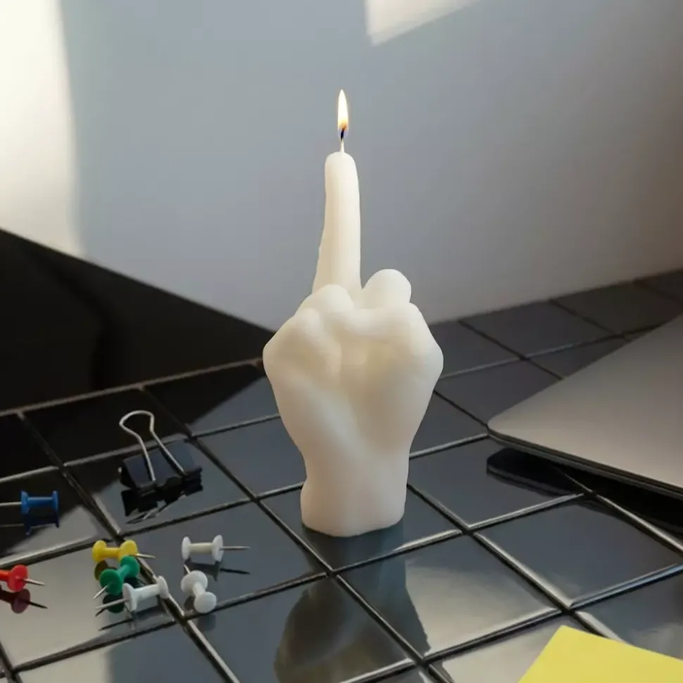 CandleHand Small "F*ck you" Hvit