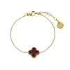Clover Enamel Armbånd Burgunder/Gull