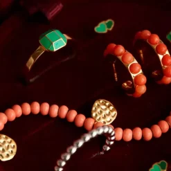 Color Ball Armbånd Charms Forgyldt Burnt Coral