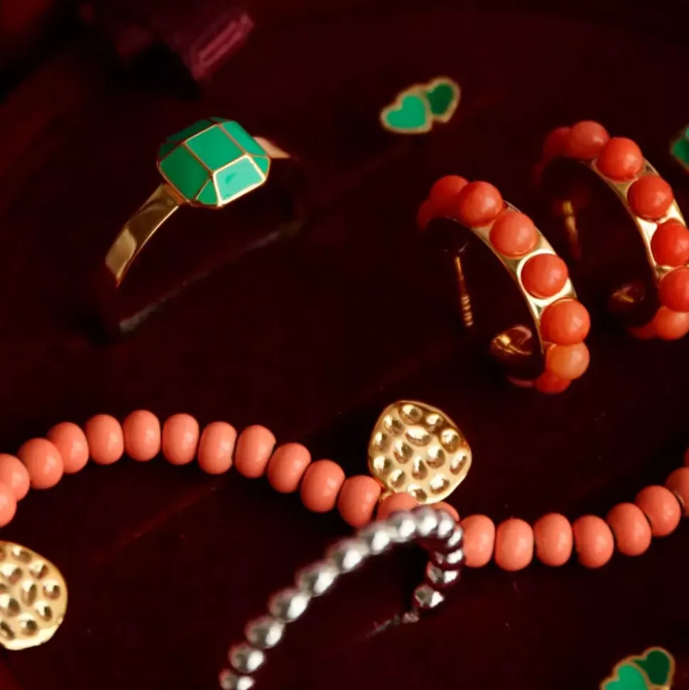 Color Ball Armbånd Charms Forgyldt Burnt Coral