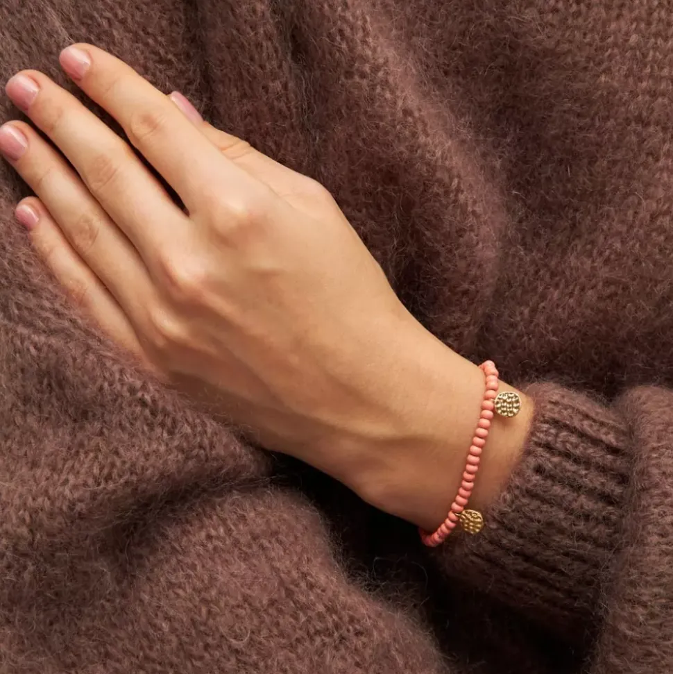 Color Ball Armbånd Charms Forgyldt Burnt Coral
