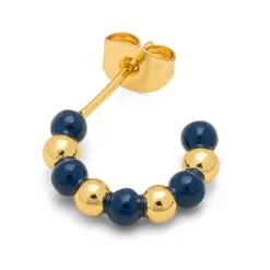 Color Ball Beads Hoops Par (2 stk) Gold Plated/Retro Dark Blue