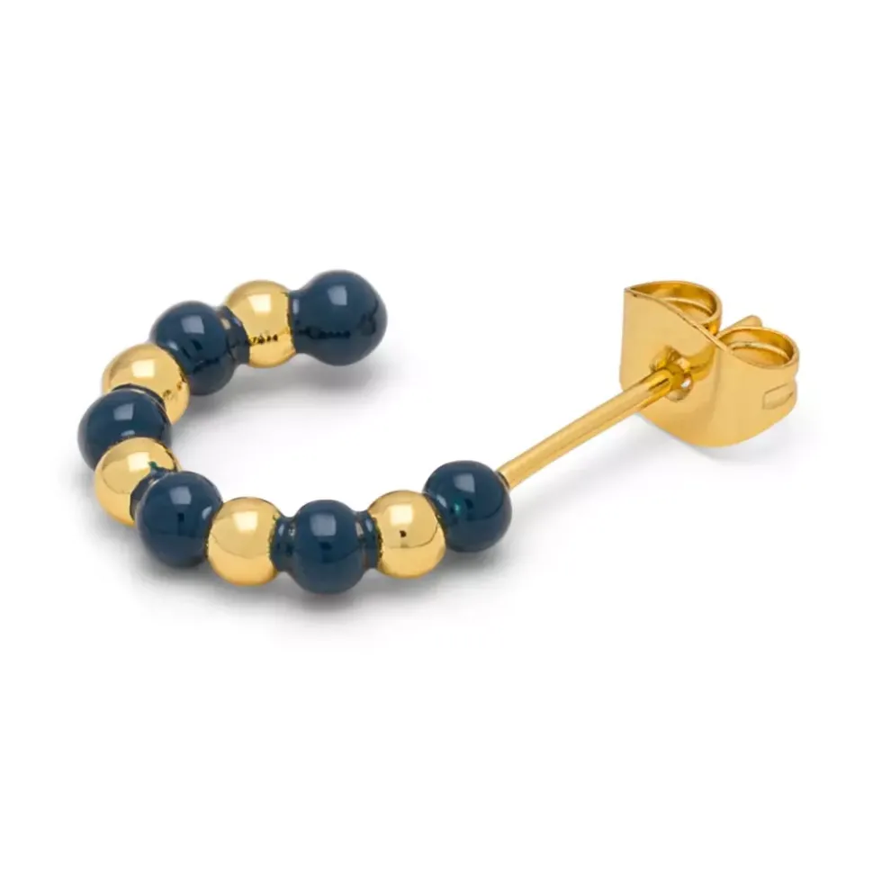 Color Ball Beads Hoops Par (2 stk) Gold Plated/Retro Dark Blue
