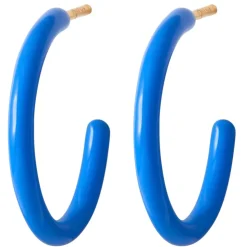 Color Hoops Medium Øreringer Blue (Par)