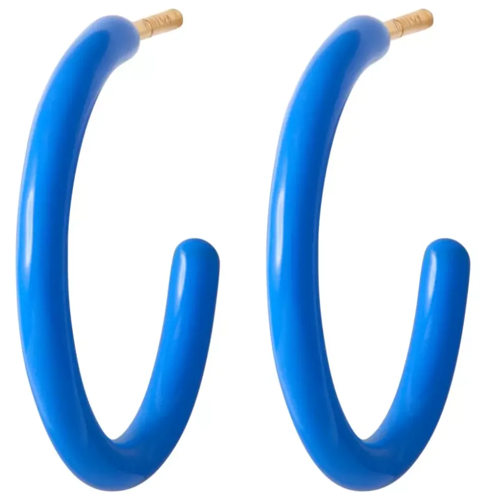 Color Hoops Medium Øreringer Blue (Par)