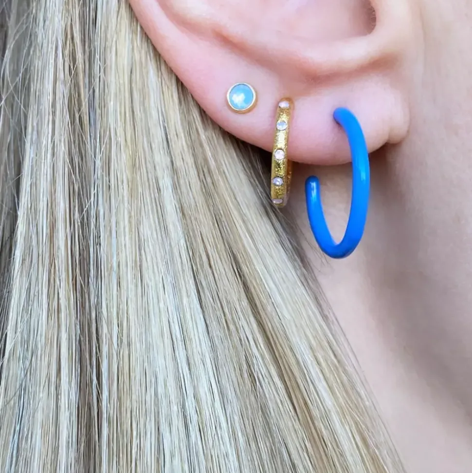 Color Hoops Medium Øreringer Blue (Par)
