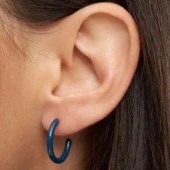Color Hoops Medium Øreringer Retro Dark Blue (Par)