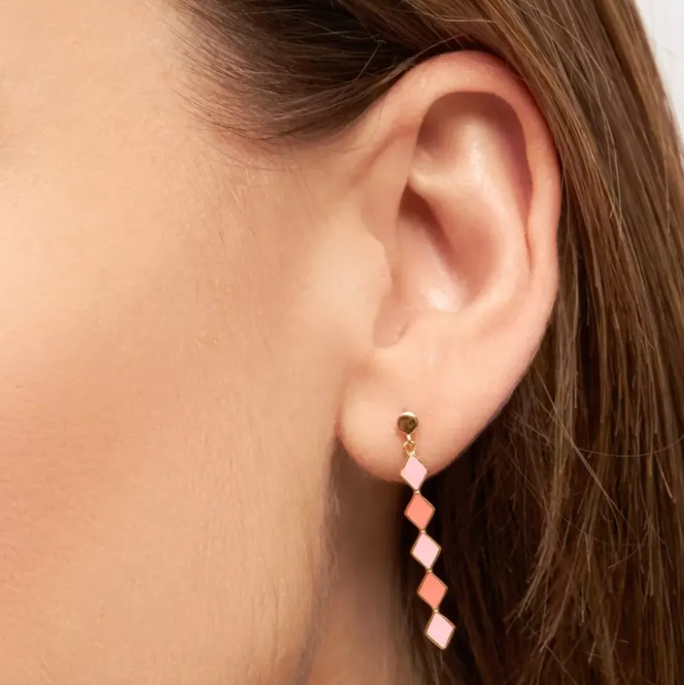 Confetti Long Ørering 1 stk Forgyldt Light Pink