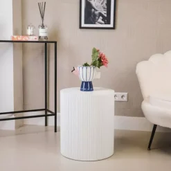 Cylinder Sidebord 39x45 Hvit