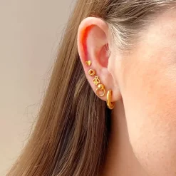 Donut Ørering 1 stk Forgyldt