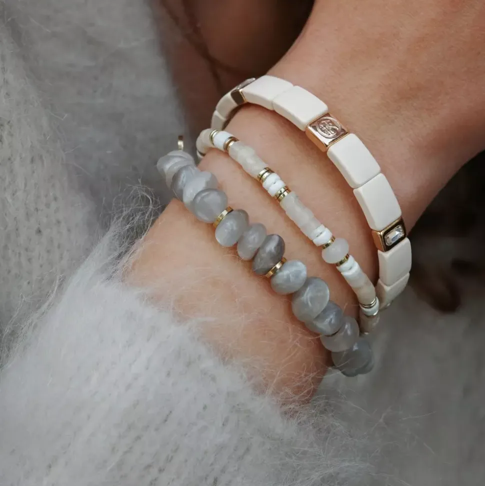 Emaljert Armbånd, Cream