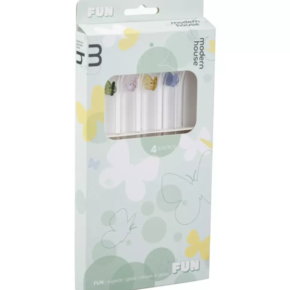 Fun Sugerør Sommerfugl 4pk