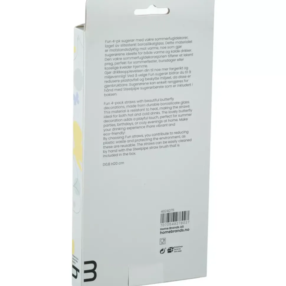 Fun Sugerør Sommerfugl 4pk