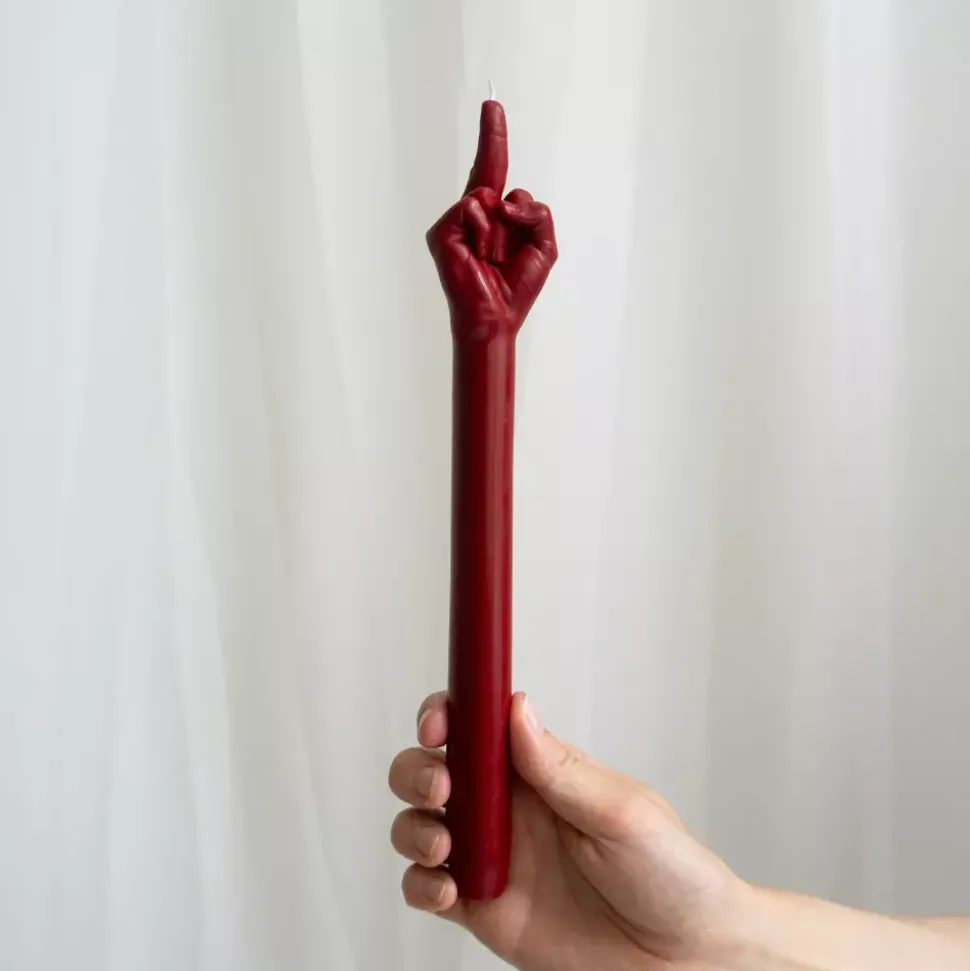 Gesture Taper Candle "F*CK YOU" Rødt