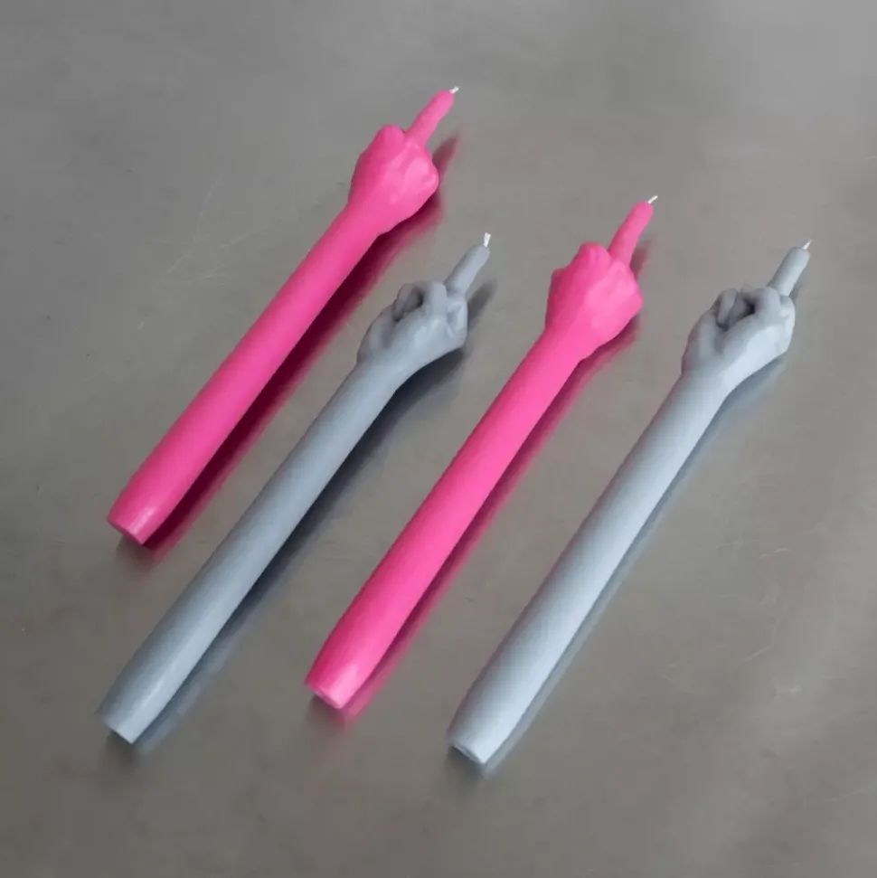 Gesture Taper Candle "F*CK YOU" Rosa