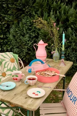 Glassvase - Grønn Med Lilla Blomster