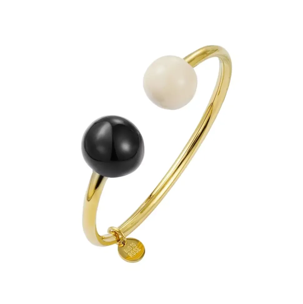 Globe Emalje Armbånd Elfenben/Svart/Gull