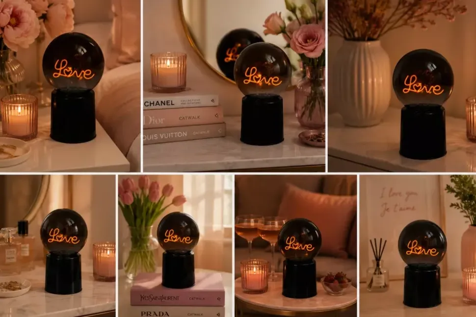 Glowmance Lysende Kule Med Neonlys - Love