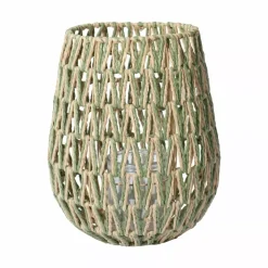 Harley Lanterne Flettet Grønn/Natur m/glass D27 H34