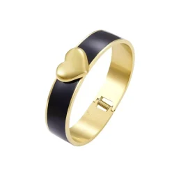 Heart Enamel Armbånd Black/Gull