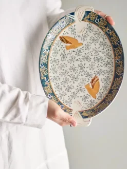 Hezha Serveringsfat, Blå, Keramikk