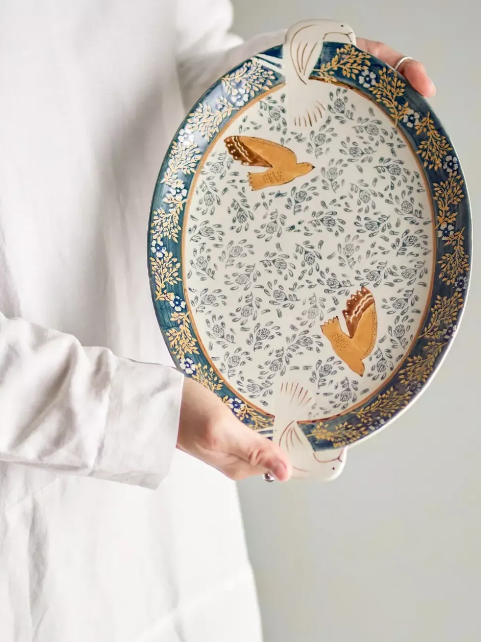 Hezha Serveringsfat, Blå, Keramikk