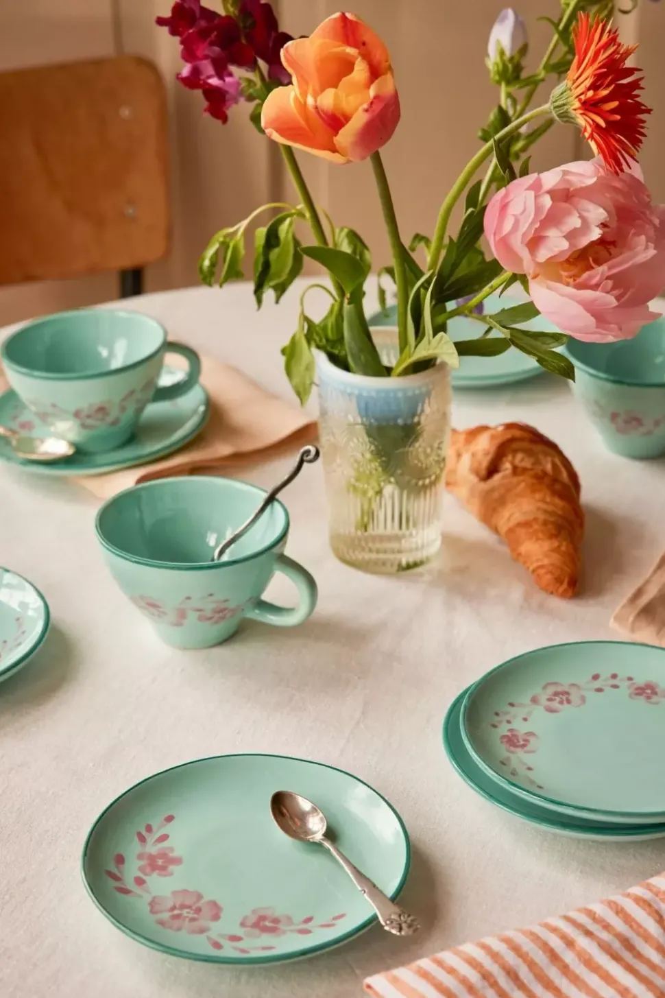 Håndmalt Kakeasjett Blomster