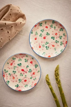 Håndmalt Kakeasjett Rosa Blomster