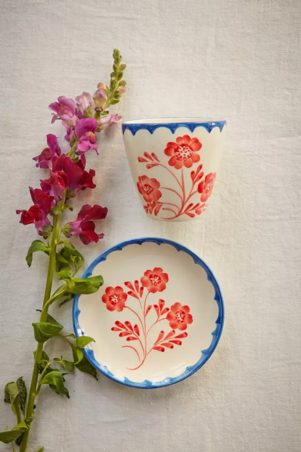 Håndmalt Kakeasjett Vintage Blomster