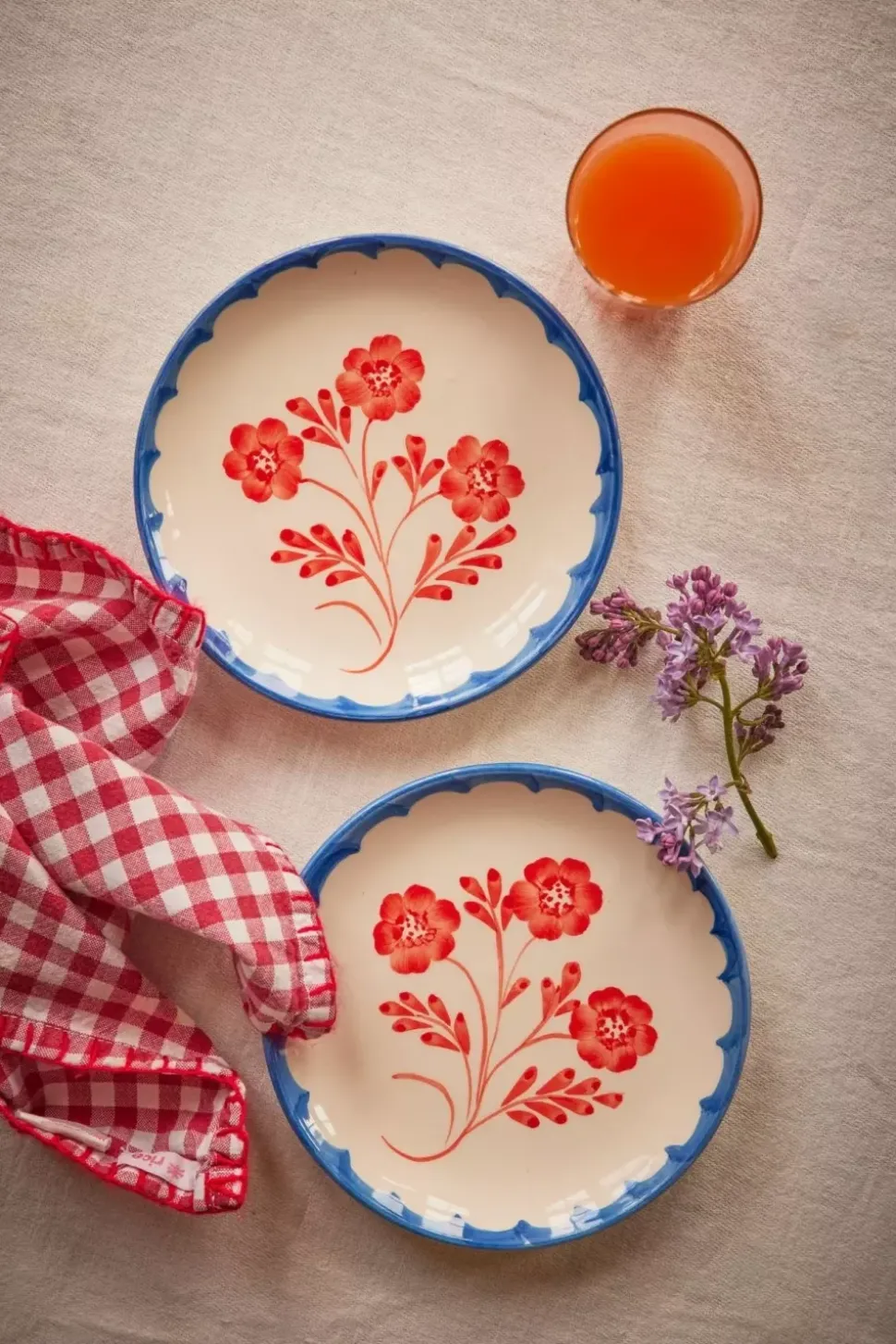 Håndmalt Kakeasjett Vintage Blomster